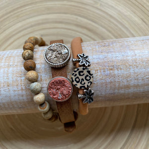 Dames armband bruin compleet