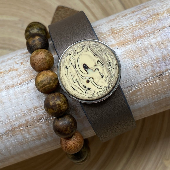 Heren armband bruin basis