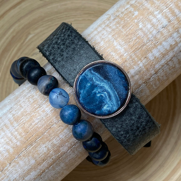 Heren armband antraciet basis