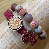 Dames armband donker fuchsia 2 stenen
