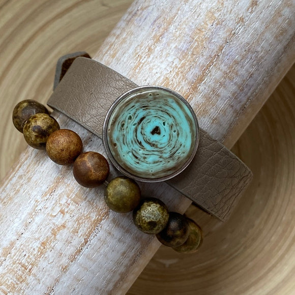 Heren armband taupe basis