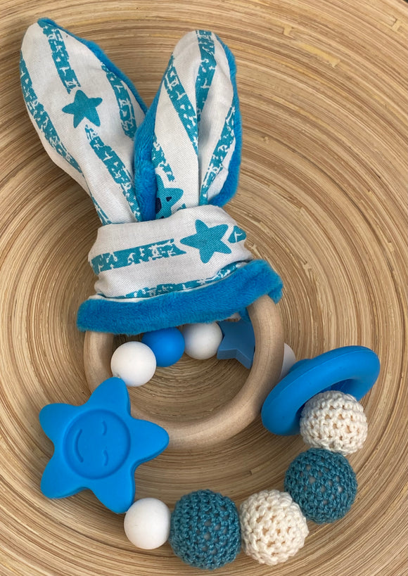 Bunny bijtring blauwe sterren ✨